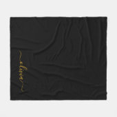 ブラック金ゴールドガーリースクリプトモノグラム名モダン フリースブランケット (正面(横))