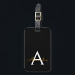 ブラック金ゴールドガーリースクリプトモノグラム名モダン ラゲッジタグ<br><div class="desc">金ゴールドとブラックモノグラム独自の名前を追加スクリプト署名枕。荷物バッグラベルは、シックでスタイルを愛する人のための完璧な甘い16歳の誕生日、結婚ブライダルシャワー、赤ちゃんシャワーまたはバチェロレッテギフトをエレガント作モダンる。</div>