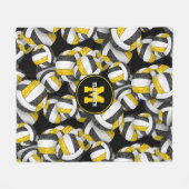 ブラック金ゴールドガーリーバレーチームのカラー フリースブランケット (正面(横))