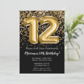 ブラック金ゴールドキッズガール12thバースデーパーティー 招待状 (スタンド正面)