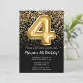 ブラック金ゴールドキッズガール4th誕生日パーティー 招待状 (スタンド正面)