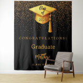 ブラック金ゴールドキャップタッセル卒業パーティー2025 タペストリー (インサイチュ)