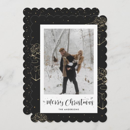 ブラック金ゴールドギフトフォトクリスマスカード シーズンカード (正面/裏面)