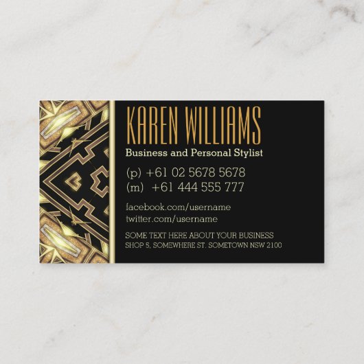 ブラック金ゴールドギャツビー女神スタイリスト名刺 名刺 (裏面)