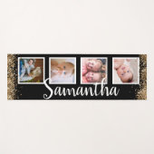 ブラック金ゴールドギルターフォトコラージュ名前をカスタムする ヨガマット (正面(横))