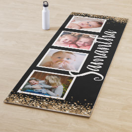 ブラック金ゴールドギルターフォトコラージュ名前をカスタムする ヨガマット