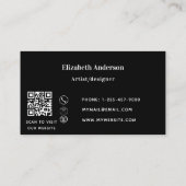 ブラック金ゴールドクラシックQRコードWebサイト 名刺 (裏面)