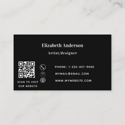 ブラック金ゴールドクラシックQRコードWebサイト 名刺 (裏面)