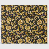 ブラック金ゴールドクラスパエレガントターン ラッピングペーパー (フラット)