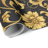 ブラック金ゴールドクラスパエレガントターン ラッピングペーパー (ロールコーナー)