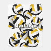 ブラック金ゴールドクラブカラーバレーボールルームデカール フリースブランケット (正面)