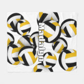 ブラック金ゴールドクラブカラーバレーボールルームデカール フリースブランケット (正面(横))