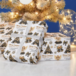 ブラック金ゴールドクリスマスイメージ ラッピングペーパー