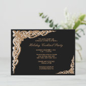 ブラック金ゴールドクリスマスカクテルパーティの招待状 招待状 (スタンド正面)
