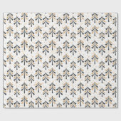 ブラック金ゴールドクリスマスツリーズホリデーラッピング紙 ラッピングペーパー (フラット)