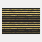 ブラック金ゴールドクリスマスパターン ラッピングペーパーシート (正面)