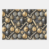 ブラック金ゴールドクリスマスパターン#12#24#27 ID1009 ラッピングペーパーシート (正面2)