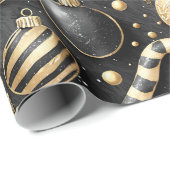 ブラック金ゴールドクリスマスパターン#12 ID1009 ラッピングペーパー (ロールコーナー)