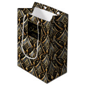ブラック金ゴールドクリスマスパターン#15 ID1009ラッピング ミディアムペーパーバッグ (正面アングル)