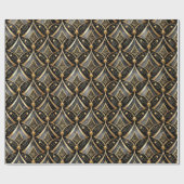 ブラック金ゴールドクリスマスパターン#15 ID1009 ラッピングペーパー (フラット)