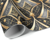 ブラック金ゴールドクリスマスパターン#15 ID1009 ラッピングペーパー (ロールコーナー)