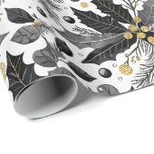 ブラック金ゴールドクリスマスパターン#17 ID1009 ラッピングペーパー (ロールコーナー)