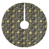 ブラック金ゴールドクリスマスパターン#20 ID1009 ブラッシュドポリエステルツリースカート (正面)