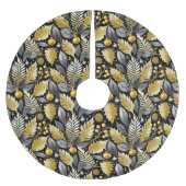 ブラック金ゴールドクリスマスパターン#22 ID1009 ブラッシュドポリエステルツリースカート (正面)