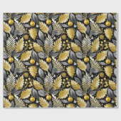 ブラック金ゴールドクリスマスパターン#22 ID1009 ラッピングペーパー (フラット)