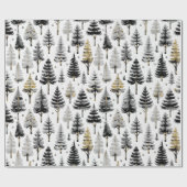 ブラック金ゴールドクリスマスパターン#26 ID1009 ラッピングペーパー (フラット)