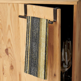 ブラック金ゴールドクリスマスパターン#28 ID1009 キッチンタオル