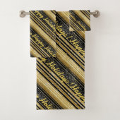 ブラック金ゴールドクリスマスパターン#28 ID1009 バスタオルセット (インサイチュ)
