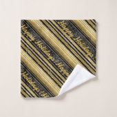 ブラック金ゴールドクリスマスパターン#28 ID1009 バスタオルセット (ウォッシュタオル)