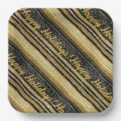 ブラック金ゴールドクリスマスパターン#28 ID1009 ペーパープレート (正面)