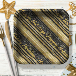 ブラック金ゴールドクリスマスパターン#28 ID1009 ペーパープレート