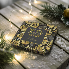 ブラック金ゴールドクリスマスパターン#29 ID1009 スクエアペーパーコースター