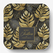 ブラック金ゴールドクリスマスパターン#29 ID1009 ペーパープレート (正面)