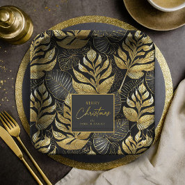 ブラック金ゴールドクリスマスパターン#29 ID1009 ペーパープレート