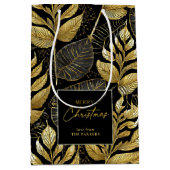 ブラック金ゴールドクリスマスパターン#29 ID1009 ミディアムペーパーバッグ (正面)