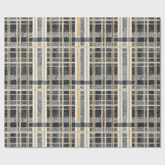 ブラック金ゴールドクリスマスパターン#2 ID1009 ラッピングペーパー (フラット)