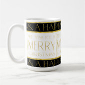 ブラック金ゴールドクリスマスパターン#35 ID1009 コーヒーマグカップ (左)