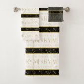 ブラック金ゴールドクリスマスパターン#35 ID1009 バスタオルセット (インサイチュ)