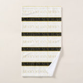 ブラック金ゴールドクリスマスパターン#35 ID1009 バスタオルセット (ハンドタオル)