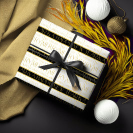 ブラック金ゴールドクリスマスパターン#35 ID1009 ラッピングペーパー