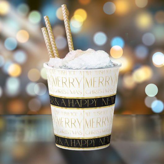 ブラック金ゴールドクリスマスパターン#35 ID1009 紙コップ