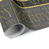 ブラック金ゴールドクリスマスパターン#35b ID1009 ラッピングペーパー (ロールコーナー)