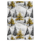 ブラック金ゴールドクリスマスパターン#4 ID1009ラッピング ミディアムペーパーバッグ (裏面)