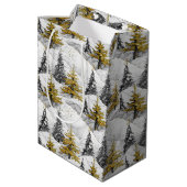 ブラック金ゴールドクリスマスパターン#4 ID1009ラッピング ミディアムペーパーバッグ (裏面アングル)