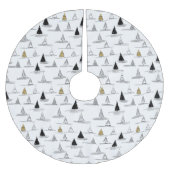 ブラック金ゴールドクリスマスパターン#5 ID1009 ブラッシュドポリエステルツリースカート (正面)