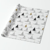 ブラック金ゴールドクリスマスパターン#5 ID1009 ラッピングペーパー (アンロールド)